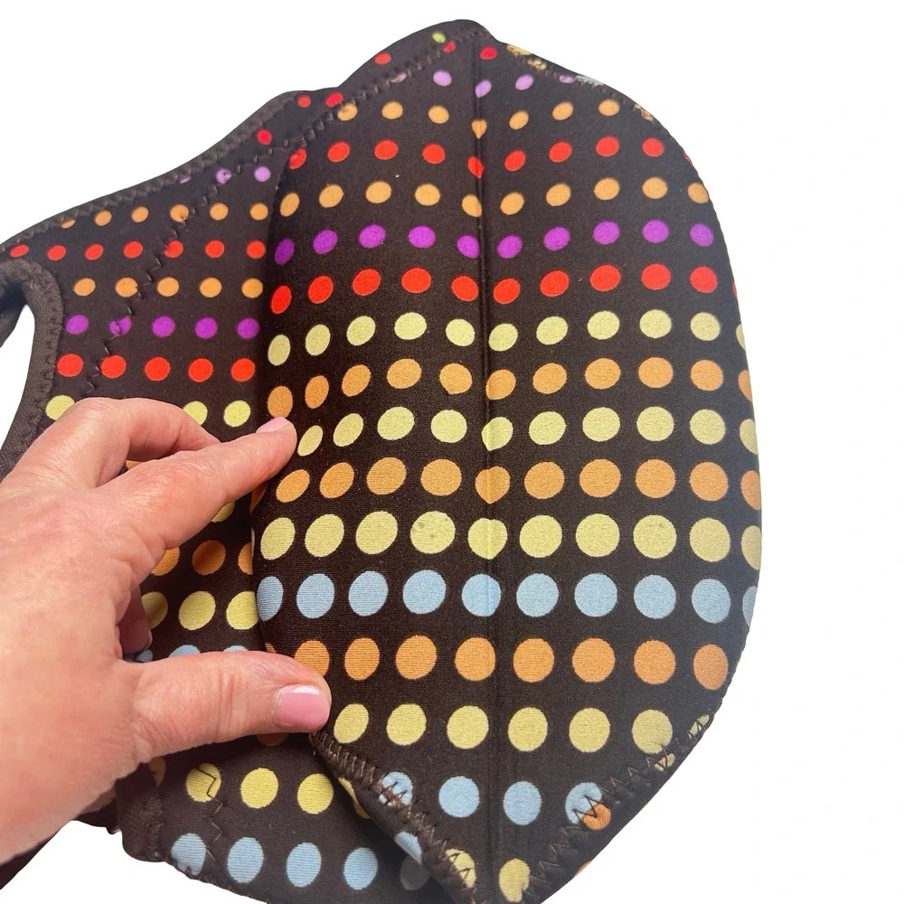 BUILT NY Gourmet Getaway Neoprene Lunch Tote Brown Rainbow Polka‎ Dot